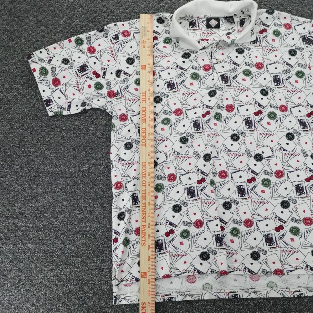 Vintage Tabasco Polo Mens XL White Poker Cards Casino Golf Shirt Cotton Y2K - Picture 6 of 9